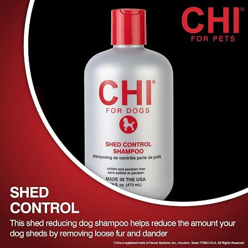 CHI for Dogs Shed Control Anti-Shedding Dog Shampoo, 16 Oz | Reduces loose hair, sulfate and paraben free, pH-balanced, cruelty-free, for all coat types and breeds thumbnail 2