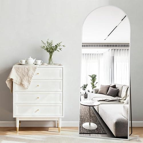 NEUWEABY Full Length Mirror 58"x18" Arch Floor Mirror with Stand Arched Mirror Full Body Mirror White Standing Hanging or Leaning Against Wall for Bedroom Entry, Bedroom, Living Room thumbnail 5