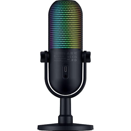 Razer Seiren V3 Chroma RGB USB Microphone: Stream & Game Reactive Lighting - Tap-to-Mute Sensor - Condenser Mic - Digital Gain Limiter & Shock Absorber - PC, Discord, OBS Studio, XSplit - Black thumbnail 9
