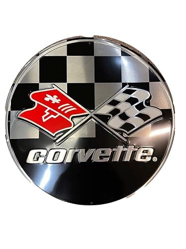 Hangtime Corvette with Racing Flags 12 inch Circle Sign - Image 1
