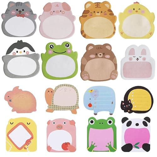 32 Pads Cute Sticky Notes, Animal Sticky Notes Self Adhesive Cartoon Notes Memo Pads Notes Page School Tab for School Office Supplies - Image 1
