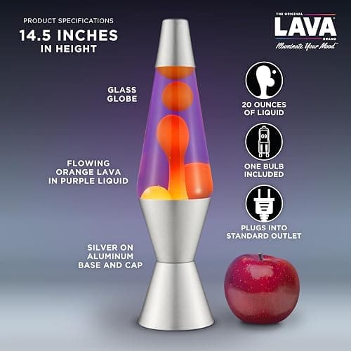 Lava Lamp 2125, Yellow Wax, Purple Liquid, Silver Base and Cap, Original 14.5 inch LAVA Motion Lamp to Illuminate Your Mood thumbnail 4