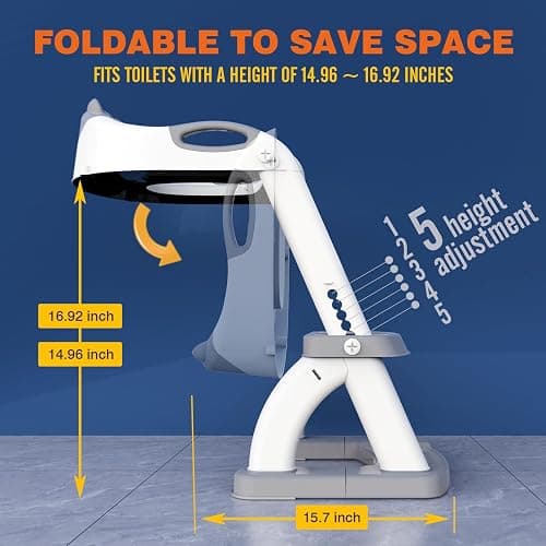 Potty Training Seat, SKYROKU Upgrade Toddler Toilet Seat for Kids Boys Girls, 2 in 1 Potty Training Toilet, Splash Guard Anti-Slip Pad Step Stool,New Sector-Shape Stabilized Base (8899+Grey) thumbnail 6
