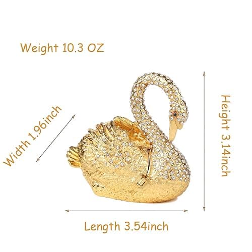 Janshe Cul Golden Swan Trinket Boxes Hinged Hand-Painted Jewelry Box Animals Figurine Craft Ornaments Unique Gift for Home Decor thumbnail 3