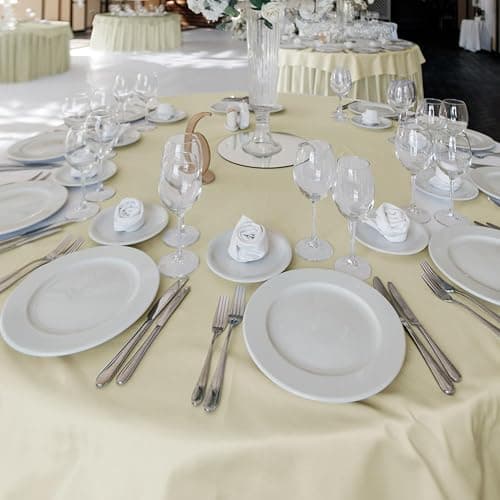 Fitable 6 Pack Ivory Round Table Clothes - 70 Inches in Diameter - Stain Resistant and Washable Tablecloths, Polyester Fabric Table Covers for Wedding, Party, Banquet, Gathering thumbnail 2