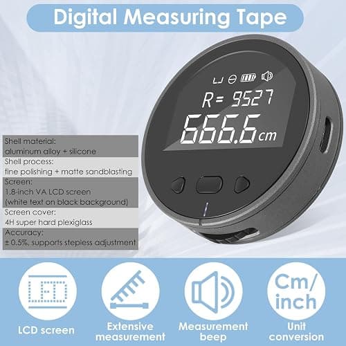 Digital Display Roller Ruler, Long Distance Electronic Rolling Ruler LCD Display, Digital Tape Measure, Semiconductor Microprocessor Electronic Rolling Ruler for Circular Flat Curved Diameter thumbnail 7