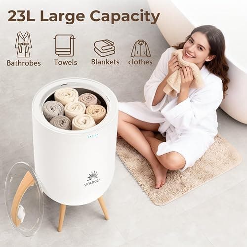 VOUKOTA Towel Warmers for Bathroom, 23L Blanket Warmer with Bluetooth Speaker & Mood Light, Built-in Timer, Fits Two 40"x70" Towels, Blankets & Robes thumbnail 5