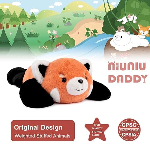 Niuniu Daddy 20" | 3.3 Pound Red Panda Weighted Stuffed Animals Plush Toy, Small Pillowfort Weighted Plush Animals for Kids Adults, Heavy Beads Body Stuffed Animal Pillow for Gift Birthday Christmas - Red Panda - Medium thumbnail 5