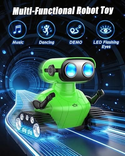 AisayGoo RC Robot Toy for Kids,Remote Control Robot with LED Eyes,Auto-Demo,Smart Voice,Singing and Dancing,Rechargeable Toys for Boys Girls,Ideal Birthday for Children Age 3+ Years Old (Green) thumbnail 4