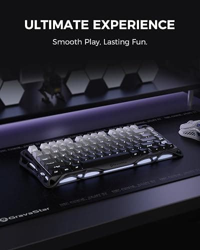 GravaStar Mercury K1 75% Wireless Mechanical Gaming Keyboard, Aluminum Alloy, Gasket Compact Custom Keyboard Hot-Swap Socket, Linear Switches, RGB Backlit - Gradient Black thumbnail 2