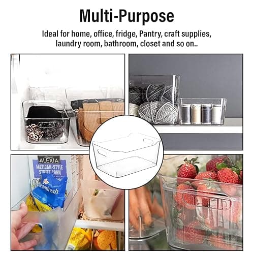 Clear Plastic Storage Bins for Kitchen Organization or Pantry Organizers and Storage, Freezer Fridge Organizer Storage Containers Bin for Organizing Refrigerator Medicine Closet Cabinet Organizers thumbnail 7