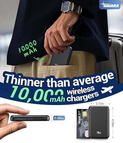for Magsafe Battery Pack, 10000mAh Magnetic Portable Charger with USB-C 20W Fast Charging, Slim & Lightweight Wireless Power Bank for iPhone Air/17/16/15/14/13 Series, for Travel Cruise Essentials thumbnail 2