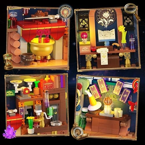 INSOON Magic Astrology Book Nook Building Set with Lights, 946 PCS DIY Booknook Building Block Model Kit for Home Bookshelf Decor, Miniature House Building Brick for Adults Teens Boys Girls Ages 10+ thumbnail 4