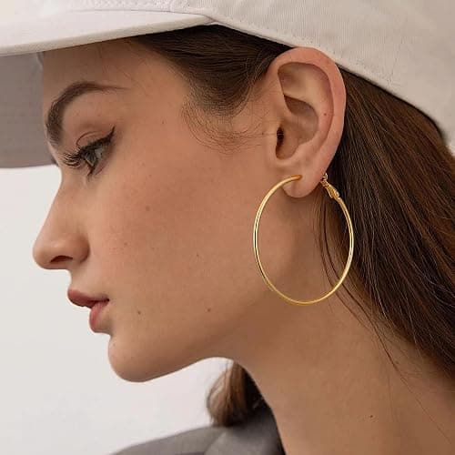 Gacimy Gold Hoop Earrings for Women 14K Gold Plated, 925 Sterling Silver Post Hypoallergenic Earrings Hoops for Women thumbnail 6