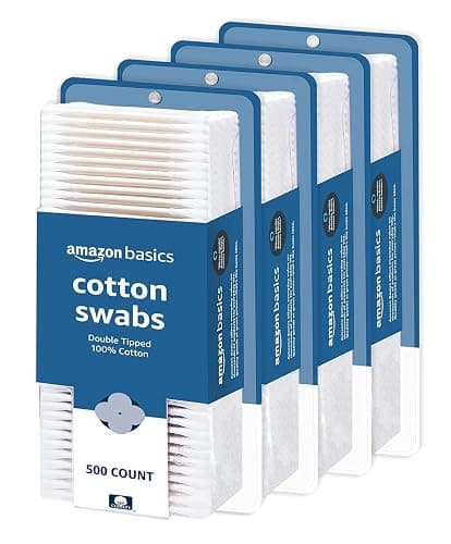 Amazon Basics Cotton Swabs for Personal Hygiene and Baby Care, 2000 Count, 4 Pack of 500 Count - Image 1