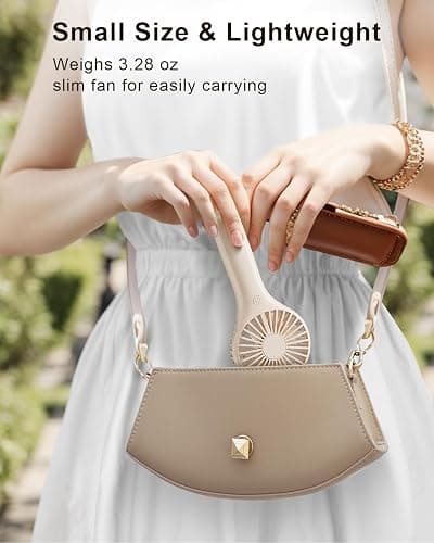 TriPole Portable Handheld Fan Mini Rechargeable Battery Eyelash Fan, Cream | 3 Speeds, Strong Wind, Compact Size, Lightweight, Personal Small Hand Held Fan for Makeup Skincare Travel Outdoor Concerts thumbnail 2
