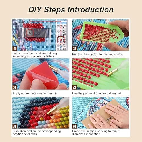 EIBEILI Diamond Art Kits for Adults, Book 5D Diamond Painting Kits for Beginner DIY Gem Art Full Drill Diamond Dots Crystal Craft Kits for Home Wall Decor Gifts 12x12inch thumbnail 7
