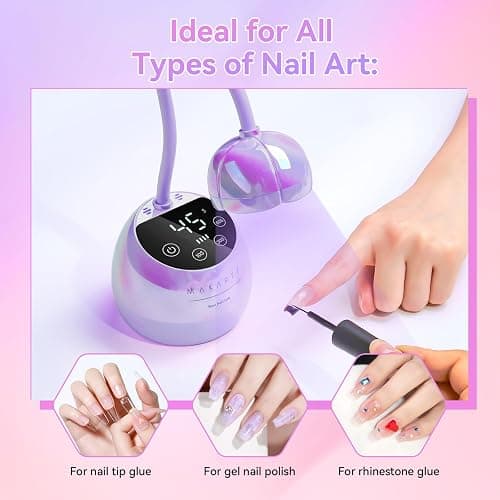 Makartt UV LED Nail Lamp - Gooseneck UV Light for Gel Nails USB 39W Cordless Flash Cure Lamp with 4 Times & Auto Sensor Nail Dryer Fast Curing Nail Art Design for Salon Home DIY (Glazed Purple) thumbnail 4