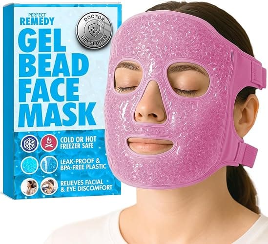 Perfect Remedy Face Ice Pack, Reusable Hot & Cold Ice Face Mask, Gel Compress for Helping with Puffy Eyes and Swelling Conditions, Facial Spa Cooling Mask for Women and Men (Pink) - Image 1