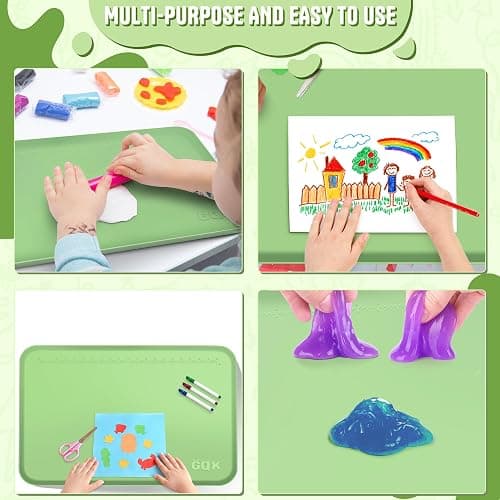 Silicone Art Mat for Crafts, 24" x 16" Painting Mat for Kids with Raised Sides to Stay Tidy, Paint Craft Mats for Clay, Resin, Slime, Jewelry-Making & Crafts Creation (Green) thumbnail 4