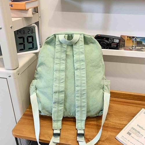 GAMLFL Sage Green Canvas Backpack for Women Retro Aesthetic Rucksack Basic Backpack for High School/College Students Travel Laptop Bag thumbnail 8