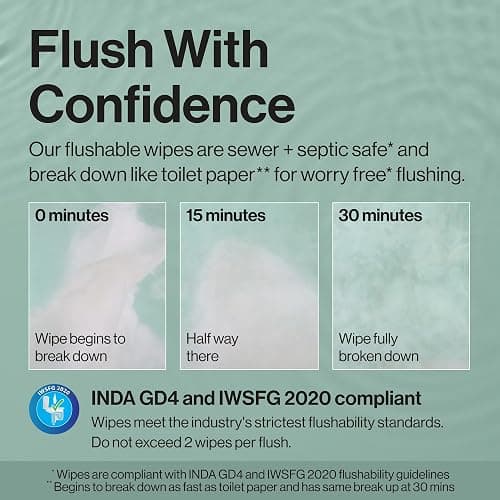 The Honest Company Flushable Wipes for Sensitive Skin, Hypoallergenic, Fragrance-Free, Tropical Leaves Design, 336 Count (4 Packs of 84) thumbnail 4