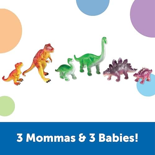 Learning Resources Jumbo Dinosaurs I Mommas and Babies I T-Rex, Stegosaurus, and Brachiosaurus, 6 Animals, multi-color thumbnail 4
