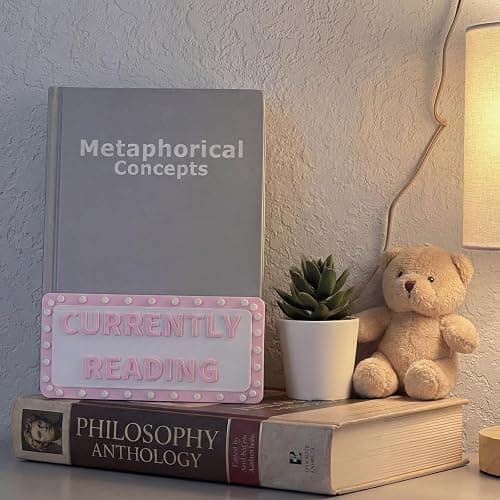 Gerrii Currently Reading Sign 3D Printed Book Display Sign to Be Read Book Decor for Readers Gift Library Home Bookshelf Decoration (Pink) thumbnail 4
