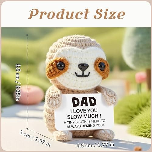 AceThrills Dad Birthday Gifts, Handmade Crochet Mini Sloth Birthday Gifts, Cute Desk Decor for Dad, Funny Emotional Gift Idea for Father thumbnail 3
