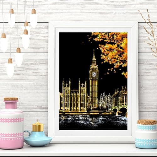 Scratch Art for Adults & Teens, Paint by Scratch 16 X 11.2 Inches, Scratch Off Paper Painting, Scratchart Kit Ornaments, Colorful Sketches Rainbow Scratch Art (Las Vegas) thumbnail 3