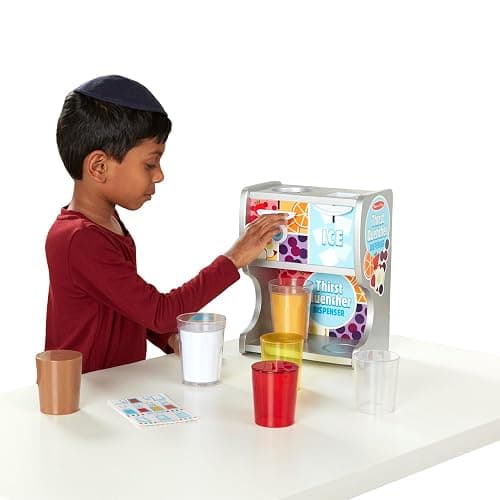 Melissa & Doug Thirst Quencher Wooden Drink Dispenser with Juice Inserts, Ice Cubes & Play Kitchen Accessories, Preschool Learning Toys for Girls & Boys 3+ - FSC Certified thumbnail 9