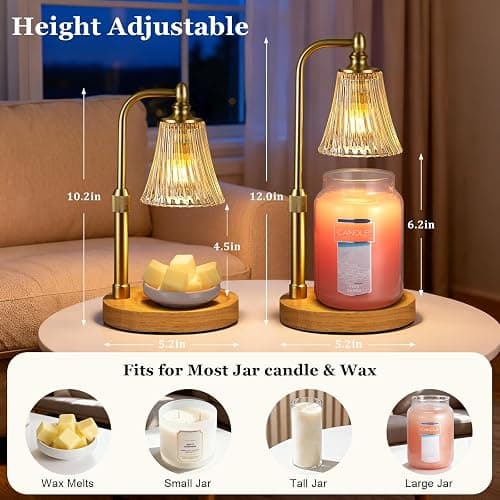 Candle Warmer Lamp with Timer Dimmable,Birthday Gifts for Women Mom Sister,Adjustable Height Wax Melt Warmer for Jar Candles,House Warming Gifts New Home,Ideal for Office,Dorm,Bedroom Home Decor thumbnail 2