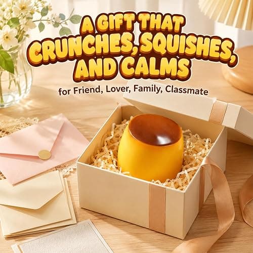 2PCS Crunchy Squishy Stress Ball, Caramel Pudding Stress Ball Squishy, Portable Handheld Sensory Toy, Ideal Anxiety‑Relief Gift for Adults, Cute Realistic Food-Desk Stress Relief thumbnail 8
