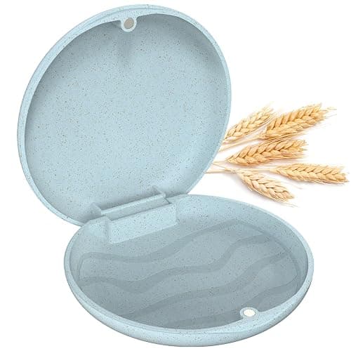 Ralegy Retainer Case, Retainer Case Slim, Mouthguard Case, Orthodontic Case, Wheat Straw Box, Blue - Image 1