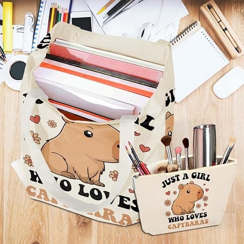 jeilink Cute Butterfly Capybara Dragon Gifts Makeup Bag Tote Bag for Women Girls Birthday Shopping Office Travel Christmas thumbnail 6
