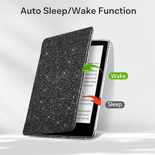 CoBak Case for 6" Kindle 11th Gen (2024 and 2022 Release) - Ultra Slim Transparent Clear TPU Back Shell Protective Cover with Auto Wake/Sleep for Kindle 11th Generation 2024 Release, Glitter Black thumbnail 6