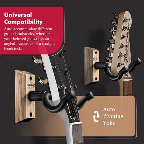 ClefArc Guitar Wall Mount - Ashwood Hardwood Guitar Wall Hangers, Guitar Picks, Pick Holder, Guitar Accessories, U-Shape Hardwood Guitar Hanger, Gifts for Guitarists, with 6 Assorted Guitar Picks thumbnail 4