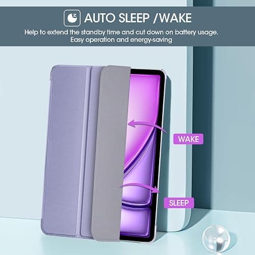 ProCase for New iPad Air 13 Inch Case M3 2025/ M2 2024, Slim Smart Cover with Translucent Hard Shell Back, Supports Touch ID, Auto Wake/Sleep -Purple - Purple thumbnail 3