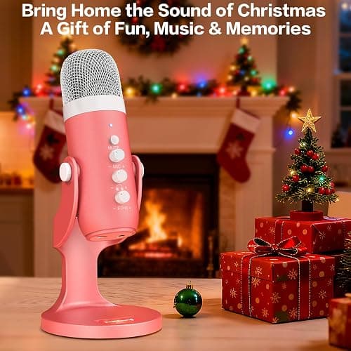 ZealSound Gaming USB Pink Microphone with Quick Mute for Phone Computer PC PS5,Studio Mic with Gain Control,Echo&Monitor Volume Adjust for Streaming Vocal Recording ASMR Podcast Video K66 thumbnail 8