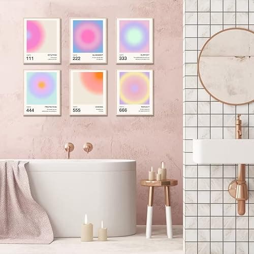 Aura Angel Numbers Poster, Colorful Gradient Posters for Room Aesthetic, Minimalist Inspirational Quotes Canvas Wall Art Paintings, Abstract Y2k Style Bedroom Wall Art for Girl's Room, Dorm thumbnail 3