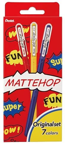 Pentel Mattehop 1.0mm Gel Roller 7pc Wallet - Original Colours thumbnail 2