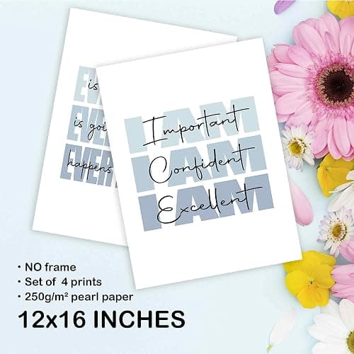 TLESKE Blue and White Inspirational Posters Prints Unframed Set of 4, Preppy Motivational Wall Art Prints Decor for Office Teen Boys Girls Dorm Room Bedroom, Positive Affirmations Wall Pictures, 12x16 thumbnail 7