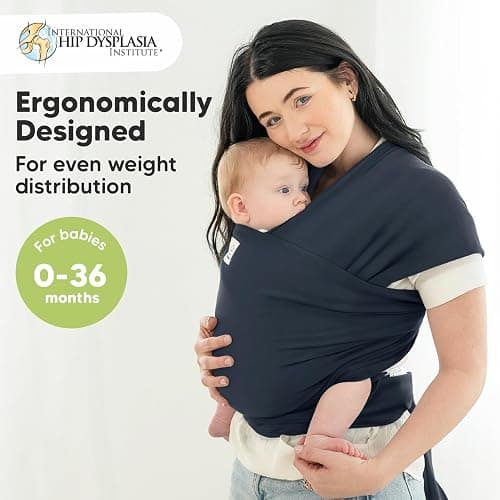 KeaBabies Baby Wrap Carrier - All in 1 Original Baby Carrier Newborn to Toddler Sling, Easy to Wear, Hands Free Bonding, Lightweight, Breathable Infant Wraps (Midnight) thumbnail 2