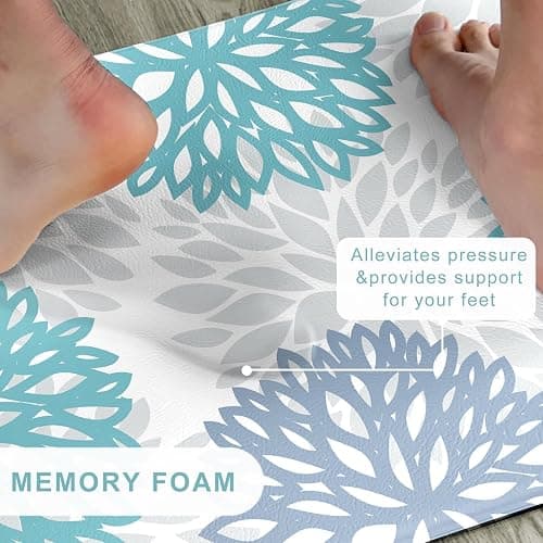 Tubeamin Anti Fatigue Kitchen Mat for Floor, Cushioned Anti Fatigue Kitchen Rugs Non Slip Waterproof, Comfort Floral Standing Desk Mat for Sink, Office, Laundry Room, 17.3"x28" thumbnail 3