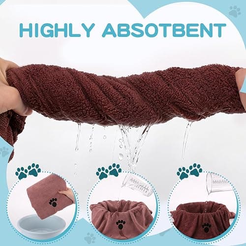 Microfiber Dog Towels 2 Pack, Perfect Shower & Bath Supplies for Dogs | 40'' X 23.6'', Super Absorbent and Soft, Pet Grooming Towel, Perfect for Pets of Different Sizes, Grey + Brown thumbnail 4