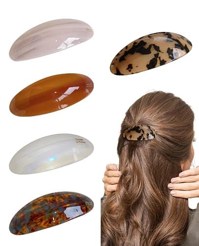 DASHUI 5 Stück Ovale Haarspangen, Französische Haarspange aus Acetat, Vintage Haarklammer, Flat Hair Clip für Mädchen Lang Dickes Haar, für Hochzeit Abschlussball Formale Haaraccessoires - Image 1