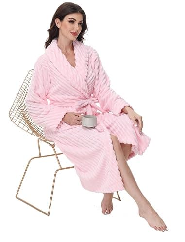 Yurhap Premium Robes for Women - Super Soft Cozy Fleece Womens Robe Plush Long Bathrobe thumbnail 5