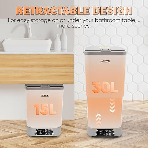 Warmio 30L Towel Warmer,Large Luxury Towel Warmers, Hot Towel Warmer with Dryer, Adjustable Heating Time Setting, Fragrance Disc,12h Delay Time,Towel Warmers for Bathroom,Spa Home (White-Grey) thumbnail 4