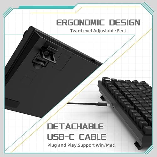 A.JAZZ x Attack Shark AK820 Wired Mechanical Gaming Keyboard 75% with Knob,Hot Swap,Upgraded Socket & 5-Layer Noise Absorbing Foams,Gasket,82 Keys,Custom White LED,NKRO,Red Switch for PC/Win/Mac thumbnail 5