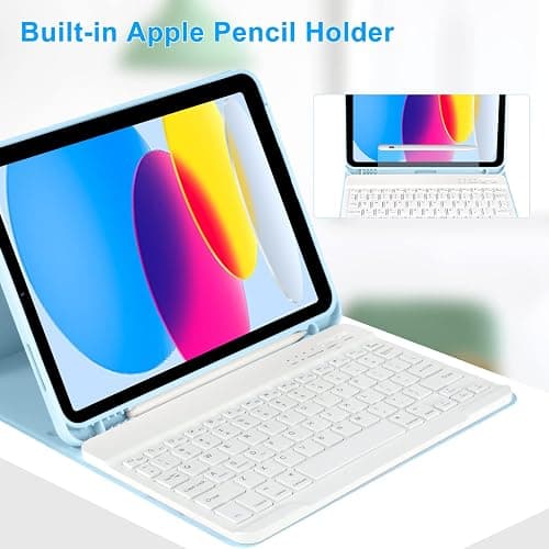 TQQ for iPad 10th Generation Case with Keyboard (10.9", 2022),iPad Keyboard Case for 10.9" 10th Gen, Detachable - Pencil Holder - Flip Stand Cover - Keyboard Case for iPad 10th Gen 10.9 inch 2022 Blue thumbnail 6